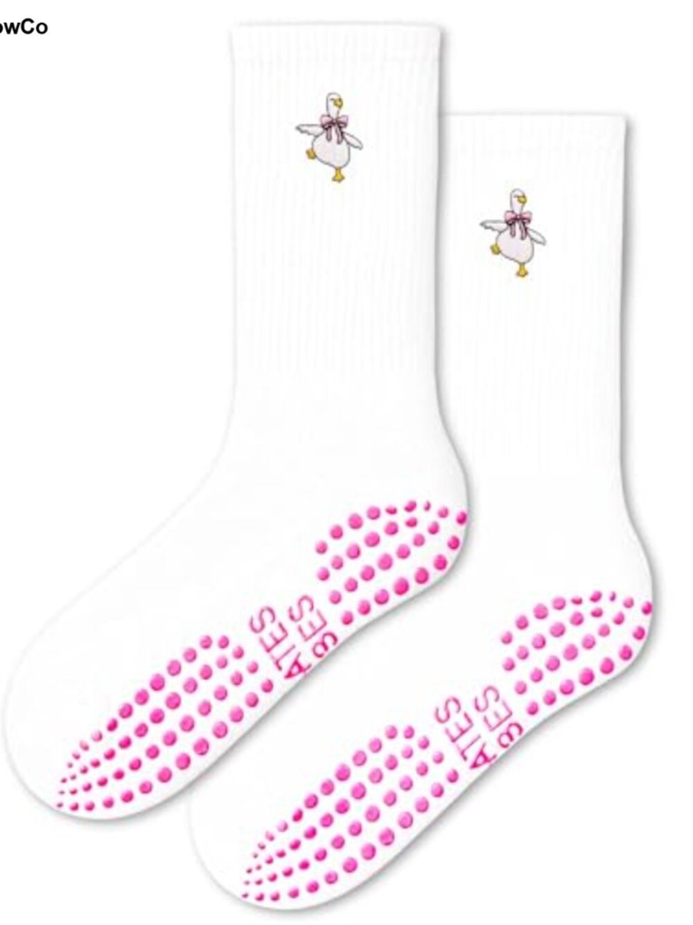 Cute Goose Design Non Slip Pilates Grip Socks for Women